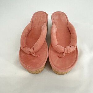 Veronica Beard Geno Wedge Sandals Size 9 Cork Pink Suede